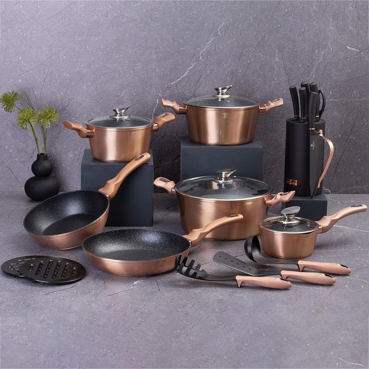 Immagine prodotto BerlingerHaus 15-piece Cookware Set Rose Gold Edition (Set di pentole e padelle da cucina, Alluminio)