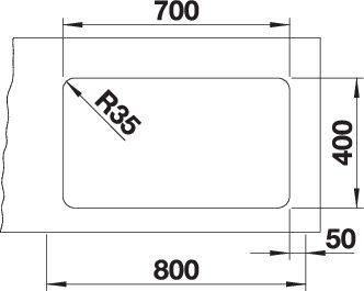 Actual product image Blanco Etagon 700-U (Undermount sink, 74 cm, 44 cm)