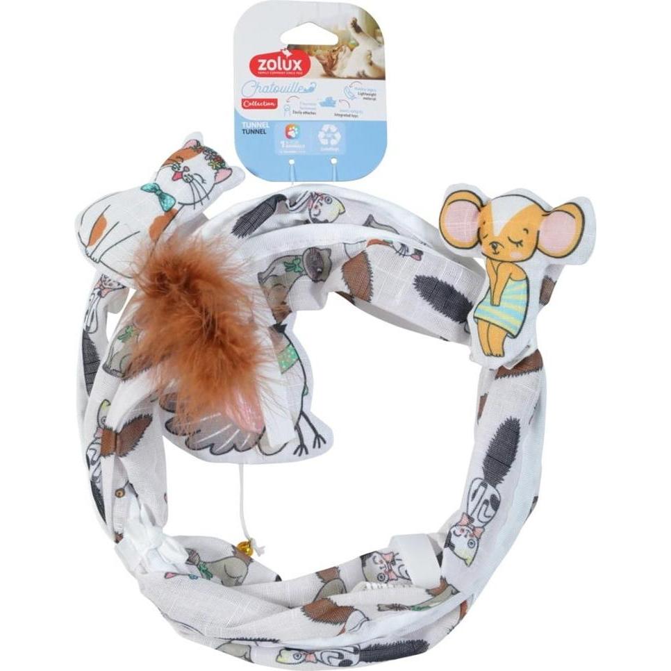 Zolux Tunel dla kota spirala wzór koty i myszy CHATOUILLE 79cm (Tunnel del gatto), Gioco per gatti