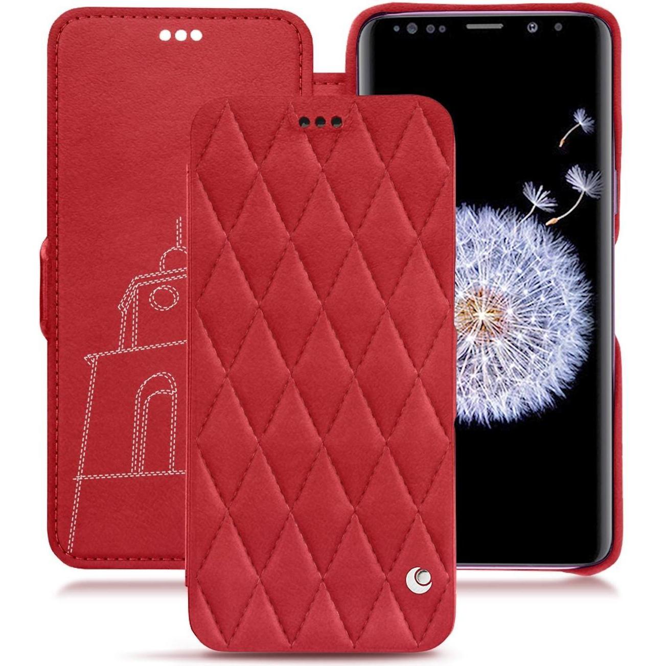 Noreve Lederschutzhülle horizontal (Samsung Galaxy S9+), Smartphone Hülle, Rot