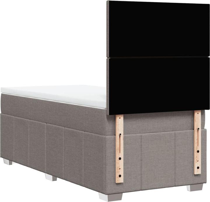 Actual product image vidaXL Boxspringbett Einzelbett Polsterbett Bett Matratze Taupe 80x200cm Stoff (80 x 200 cm)
