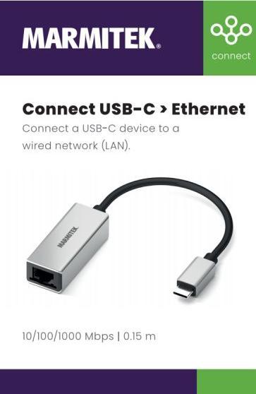 Actual product image Marmitek Adapter Connect USB-C > Ethernet (USB-C)