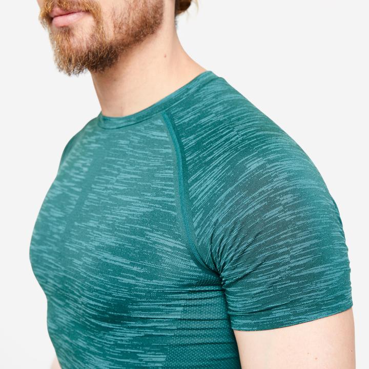 Actual product image Domyos Men's compression shirt round neck - turquoise (XXL)