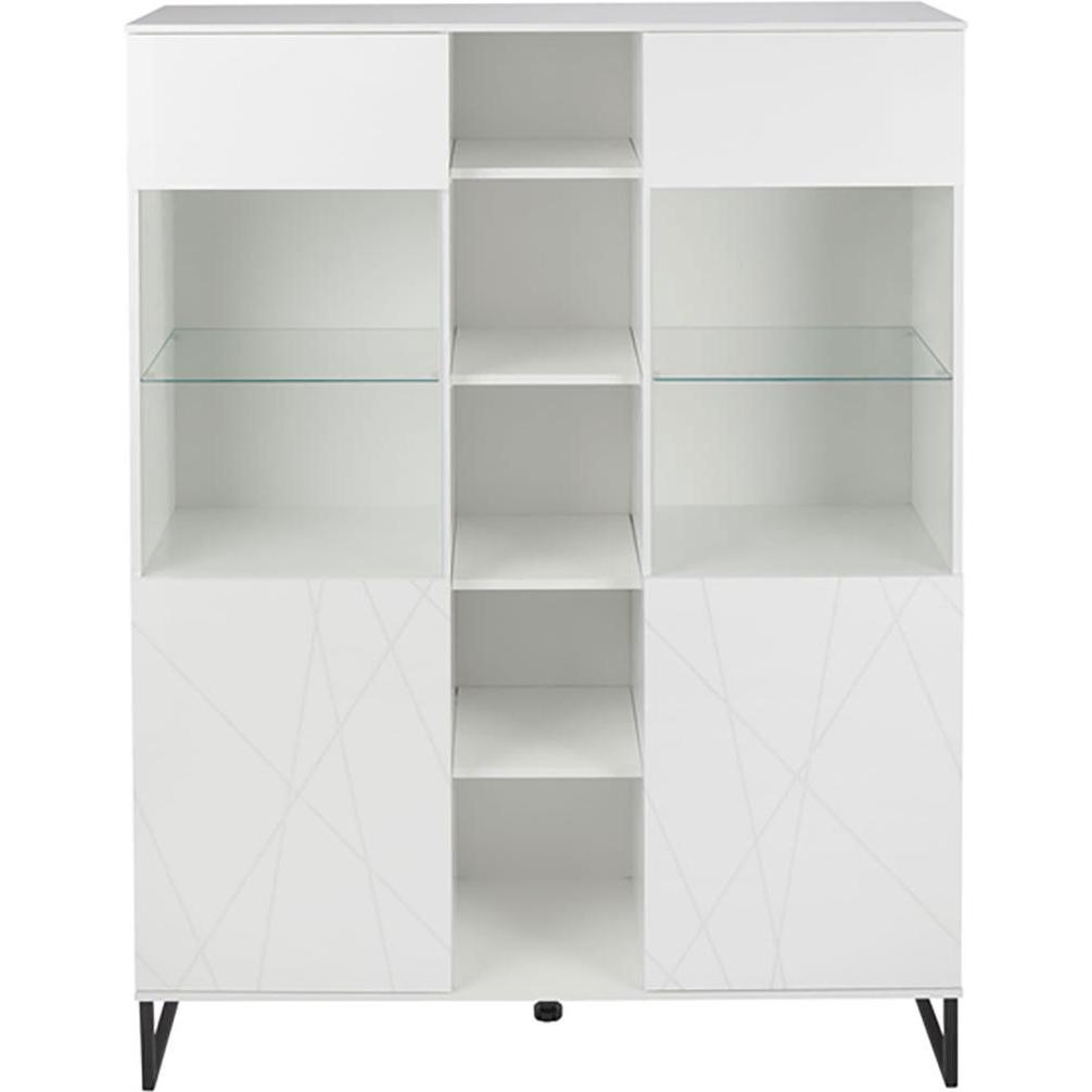 Ebuy24, Vitrine + Buffetschrank, Vitrinenschrank Akai weiss