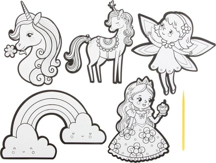 Actual product image Grafix Scratch Art Sticker - Fantasy World, 6 pcs.