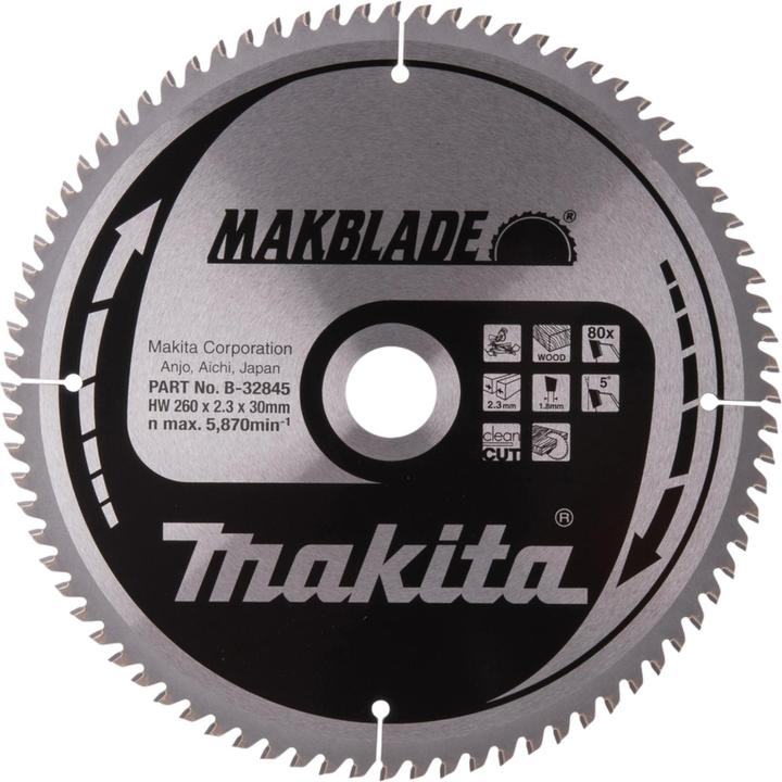 Makita MAKBLADE zaagblad 260x30x80Z