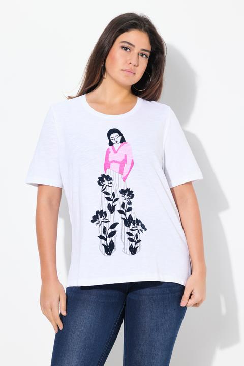 Produktbild Ulla Popken T-Shirt, Frauen-Flockdruck, Rundhals, Halbarm (42, 44)