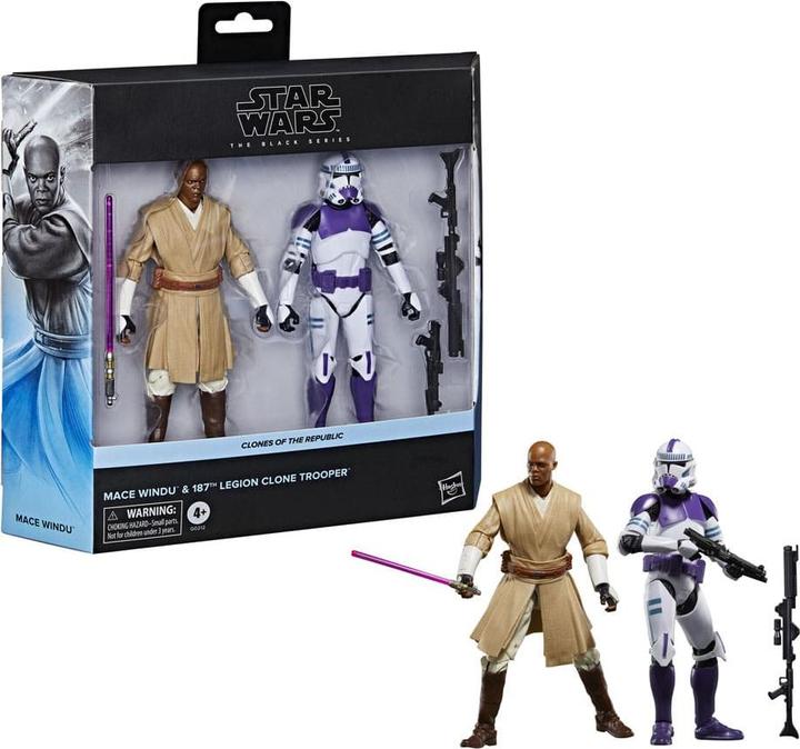 Immagine prodotto Hasbro STAR WARS -Mace Windu e Soldato Clone 187 légion -Fig Serie Nera 15cm