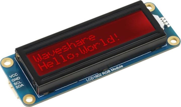 Actual product image WaveShare LCD1602 LCD display 16x2 I2C RGB backlighting