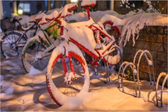 Art Bula Postkarte 10,5x14,8cm Fahrrad im Winterschlaf