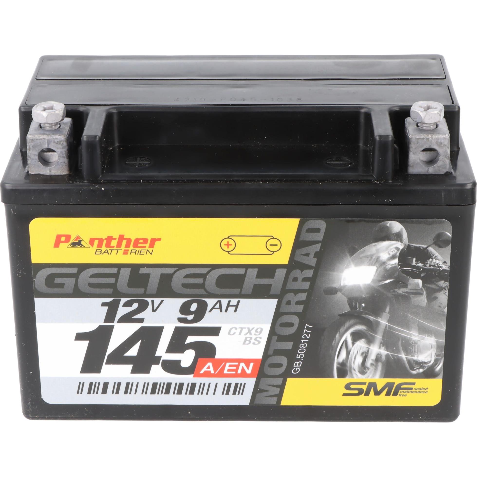 Thumbnail - Panther, Fahrzeugbatterie, Motorrad Gel 50812 12V 8Ah 80A (EN) passend für Yuasa YTX9-BS (8 Ah)