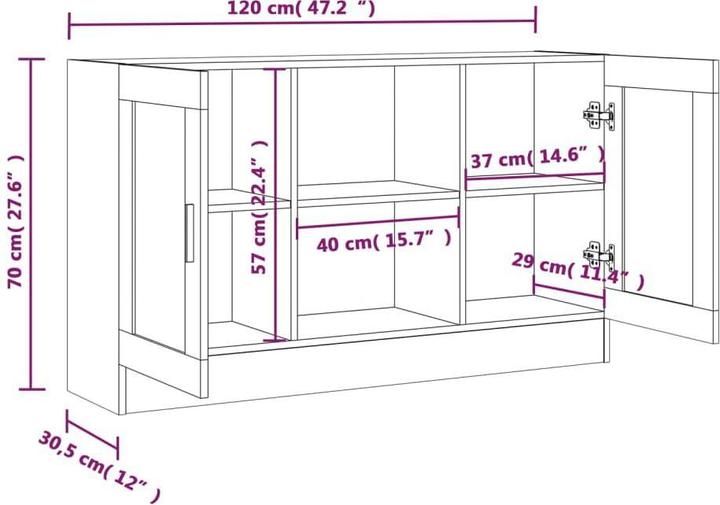 Produktbild vidaXL Onyx (120 x 30.5 x 70 cm)