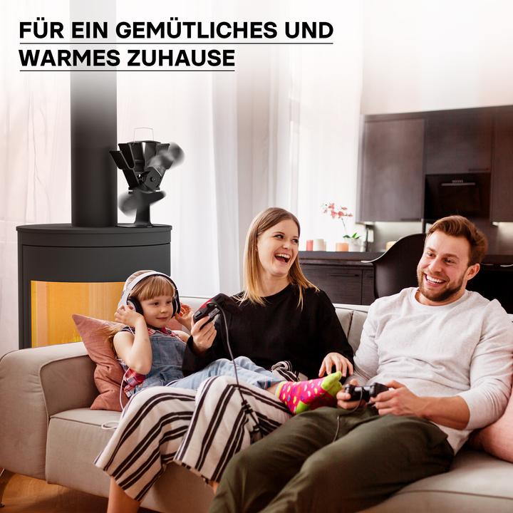 Produktbild Wiltec Kaminofen Ventilator 2 Flügel stromlos Kaminventilator Ofenventilator