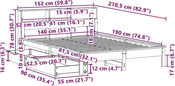 Produktbild vidaXL Bettgestell (140 x 190 cm)