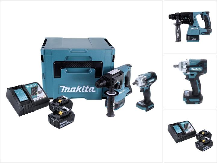 Produktbild Makita DLX 2372 TJ Akku Combo Kit DHR 242 Akku Bohrhammer + DTW 300 Akku Schlagschrauber + 2x Akku 5