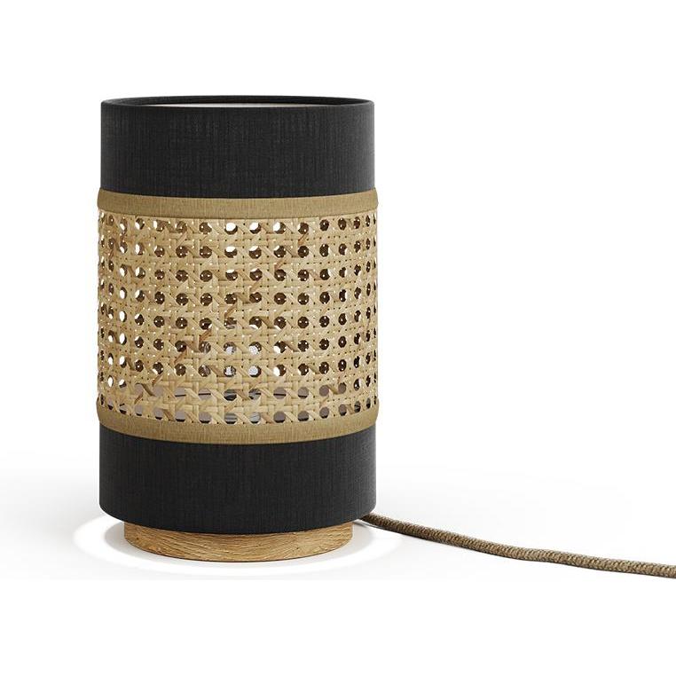 Vicco, Tischlampe, Tischlampe Morten, Rattan/Schwarz, 17.5 x 26.5 cm (E27)