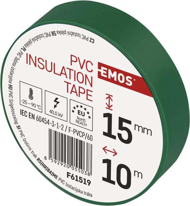 Image du produit Emos Ruban isolant PVC 15mm/10m Vert (15 mm)