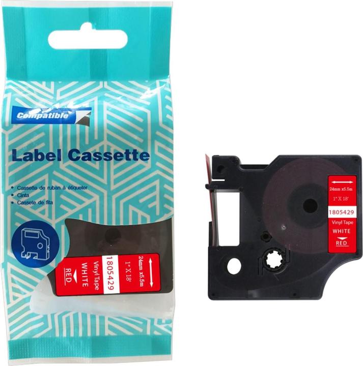 Immagine prodotto Hermex Alternatives Etikettenband zu Dymo 1805429 Vinyletiketten (2.40 cm, Bianco, Rosso)