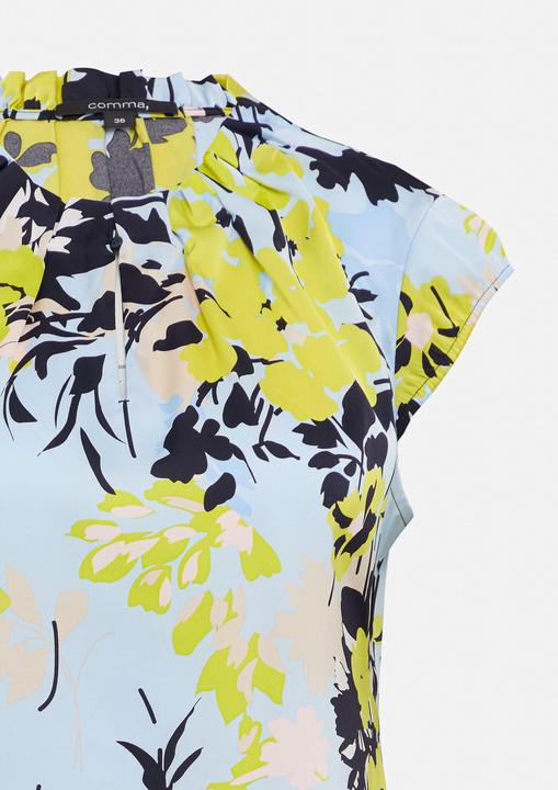 Image du produit Comma Bluse Gemusterte Satin-Bluse mit Raffung (44)