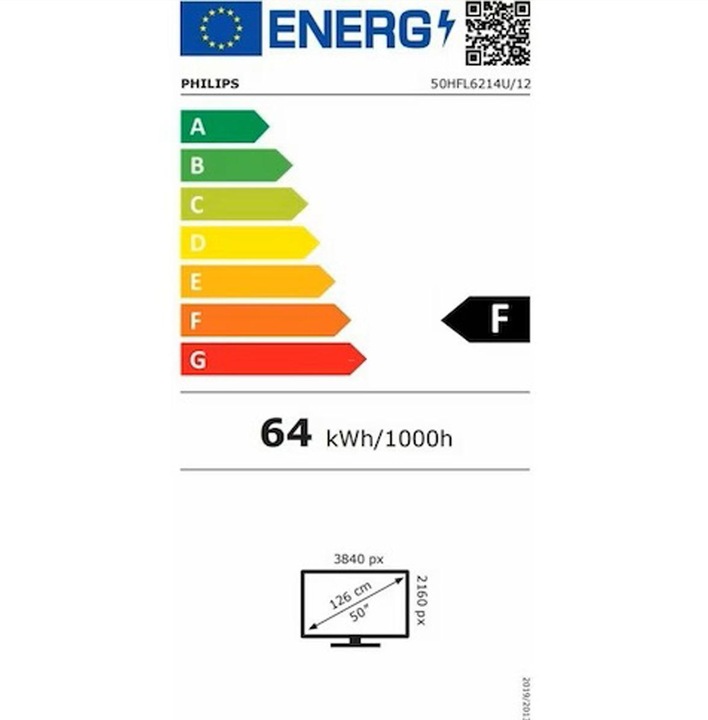 Energie-Label Philips Hotel-TV 50HFL6214U/12 50 (50", LCD)