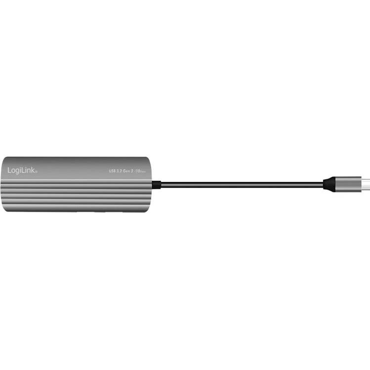 Thumbnail - LogiLink Prüfen (USB-C, 4 Ports), Dockingstation + USB Hub, Grau