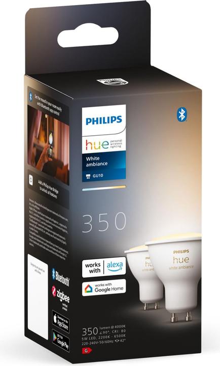 Produktbild Philips Hue White Ambiance BT (GU10, 5 W, 350 lm, 2 x, G)