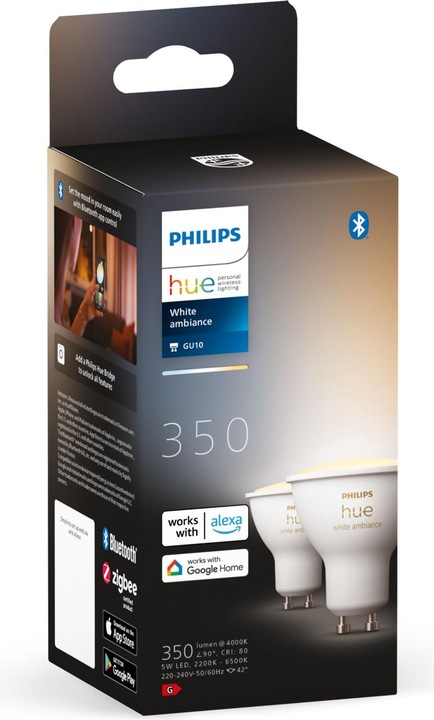 Immagine prodotto Philips Hue Tonalità Bianco Ambiente BT (GU10, 5 W, 350 lm, 2 x, G)