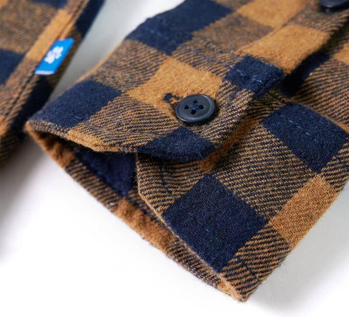 Produktbild VidaXL Kinderhemd Karomuster Cognac und Blau 116,Material: 80 (116)