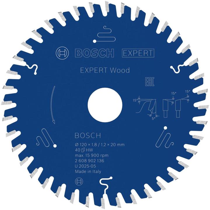 Actual product image Bosch Professional Zubehör Blau Zubehör 2608902136 EXPERT Kreissägeblatt Holz 120 x 1,8/1,2 x 20 mm T40