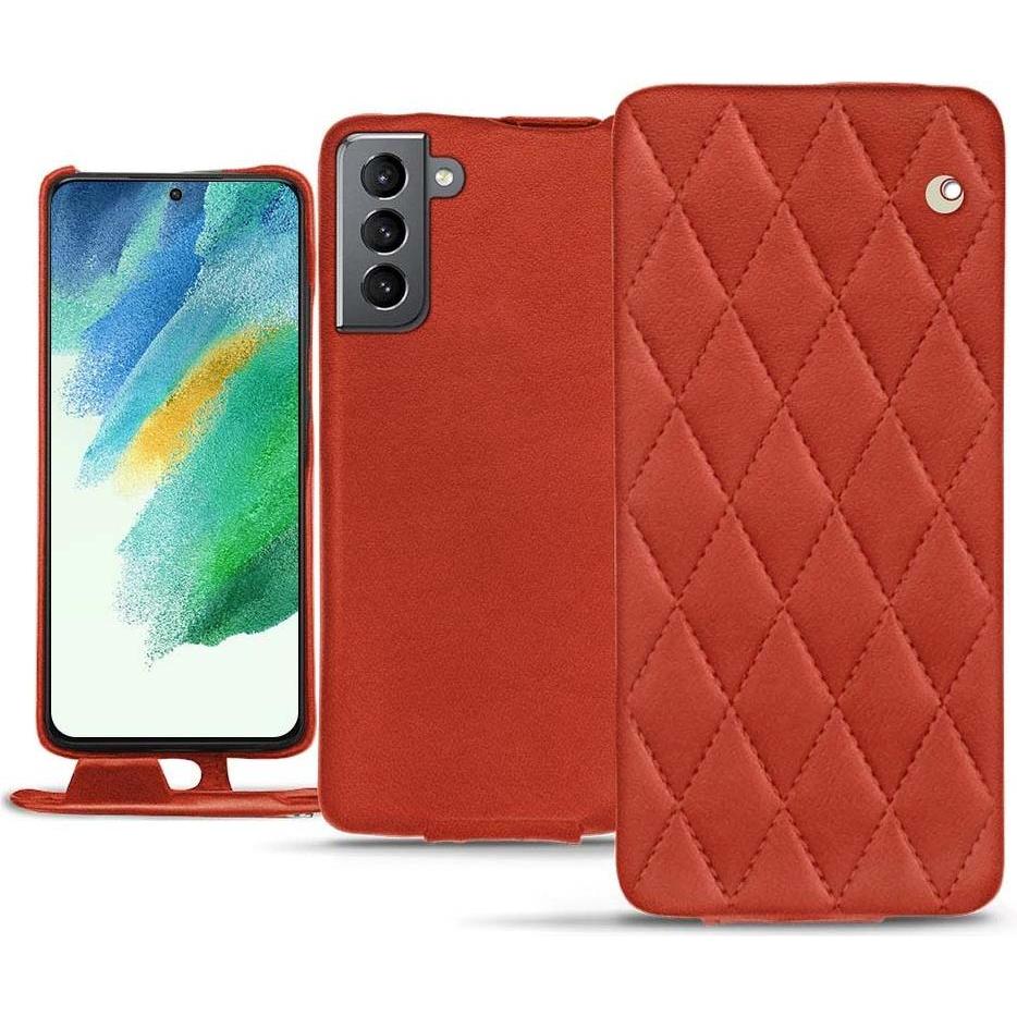 Noreve Lederschutzhülle vertikal (Samsung Galaxy S21 FE), Smartphone Hülle, Orange