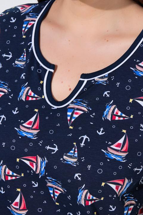 Produktbild Ulla Popken Pyjama, Segelboote, Tunika-Ausschnitt, Halbarm (46)