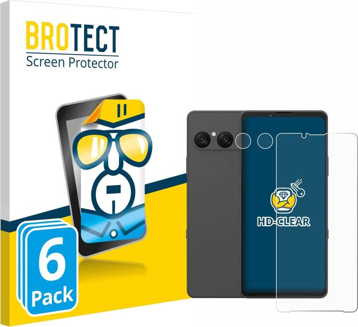 BROTECT Schutzfolie für Sony Xperia 10 VII (Display+Kamera) Displayschutz Displayschutzfolie Folie Klar (6 Stk., Sony Xperia 10 II)