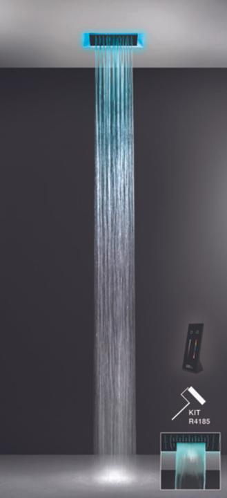 Gessi Afilo, Multifunktions Dusch-Aufbau-System 300x300 Strahlart Regen, mit Colour Lichttherapie Ef