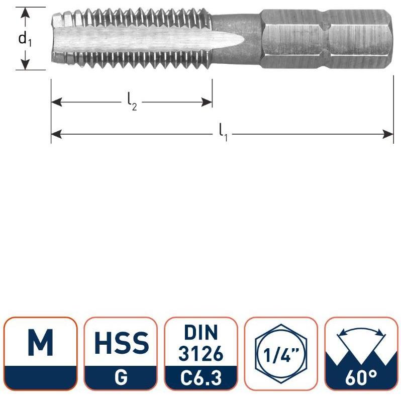 Rotec, Gewindeschneider + Gewindebohrer, 317.0600 HSS-Gewindebohrer 1/4 M6 x 1,0