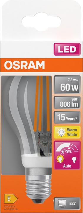 Produktbild Osram Led Motion Sensor Classic A Filament (E27, 7.30 W, 806 lm, 1 x, E)