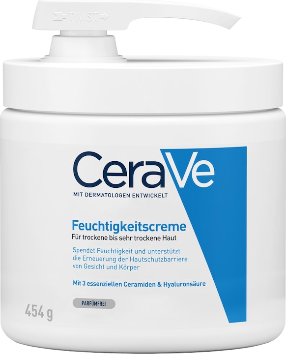 CeraVe Feuchtigkeitscreme: Reichhaltige Creme für trockene bis sehr trockene Haut für Gesicht und Körper (Körpercreme, 454 ml)