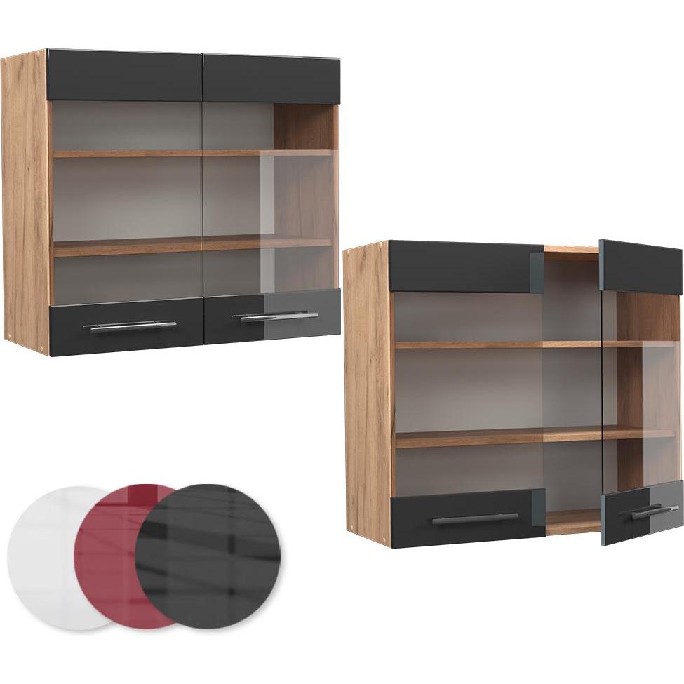 Vicco, Regal, Küchenglasschrank Fame-Line (80 x 72 x 34 cm)