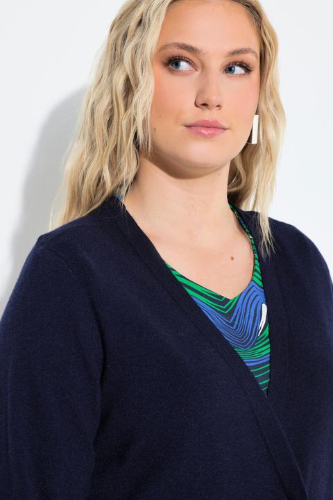 Produktbild Ulla Popken Strickjacke, Bindeband-Verschluss, V-Ausschnitt, Langarm (54, 56)