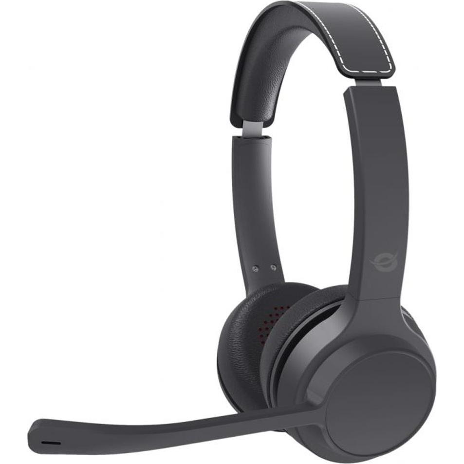 Conceptronic Headset Wireless Bluetooth mit Ladestation sw (Kabellos, USB-C), Office Headset, Schwarz