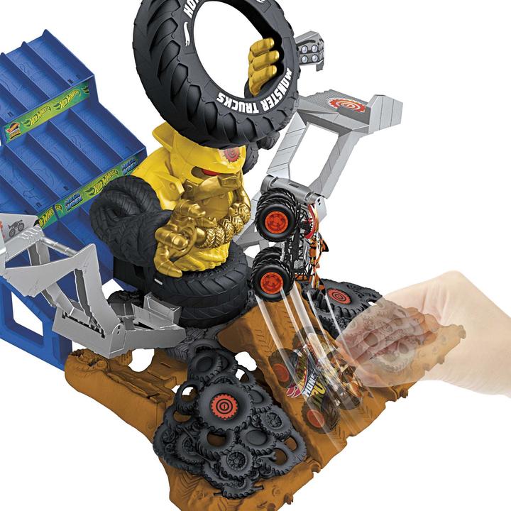 Actual product image Hot Wheels Monster Trucks ARENA SMASHERS™ MEGA-WREX™ VS CRUSHZILLA TAKEDOWN™ Playset