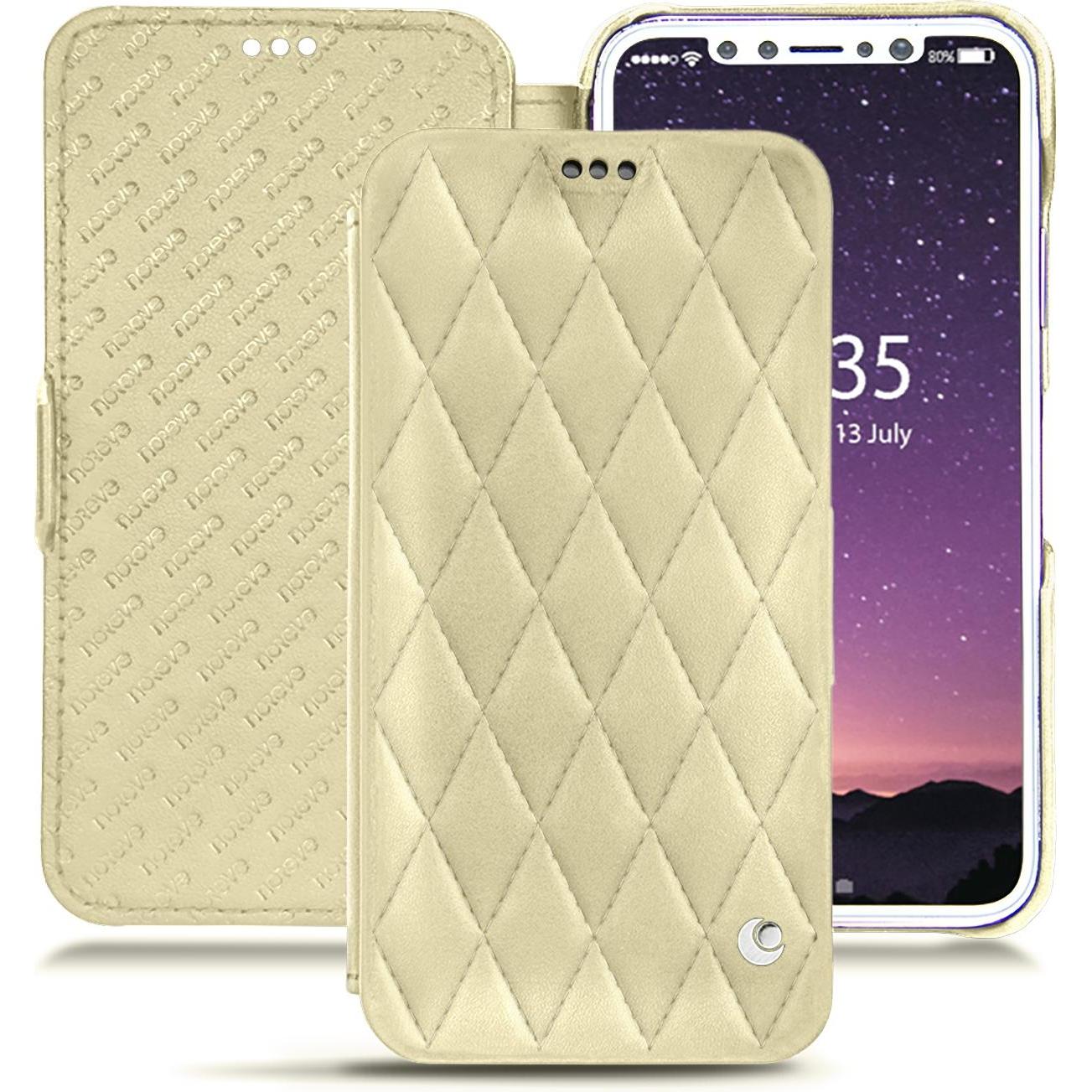 Noreve Lederschutzhülle horizontal (Apple iPhone X), Smartphone Hülle, Beige