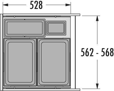 Image du produit Hailo Euro Cargo 600 inbouwsysteem voor uittrekfront 4 binnenemmers 2 x 38 L + 12L + 2,5L. licht grijs (91 l)