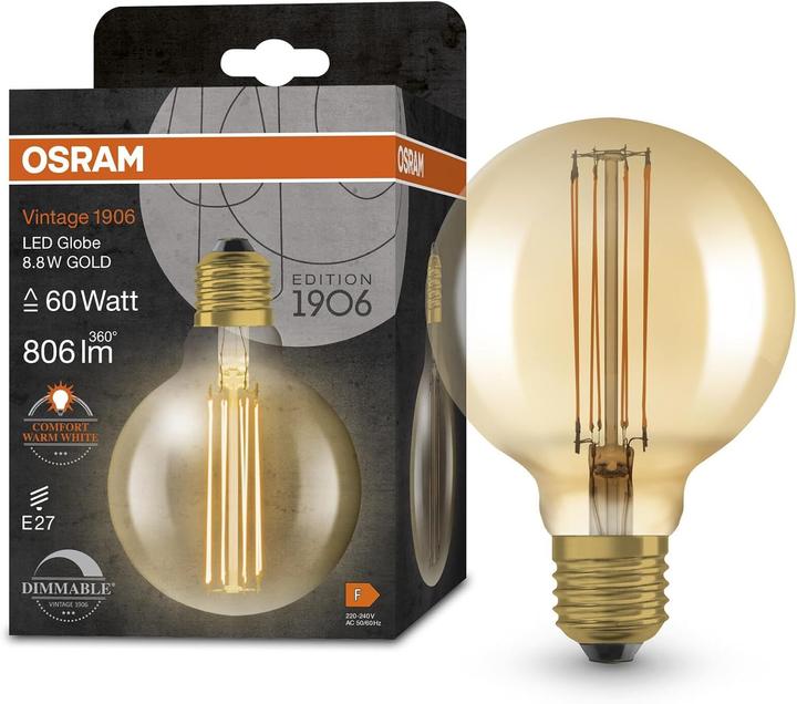 Actual product image Osram Vintage 1906 Led Classic Slim Filament Globe (E27, 806 lm, 1x)