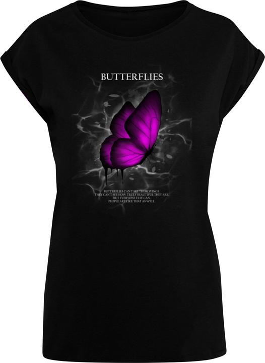 Produktbild Merchcode Ladies Butterflies Extended Shoulder Tee - 112637 (3XL)