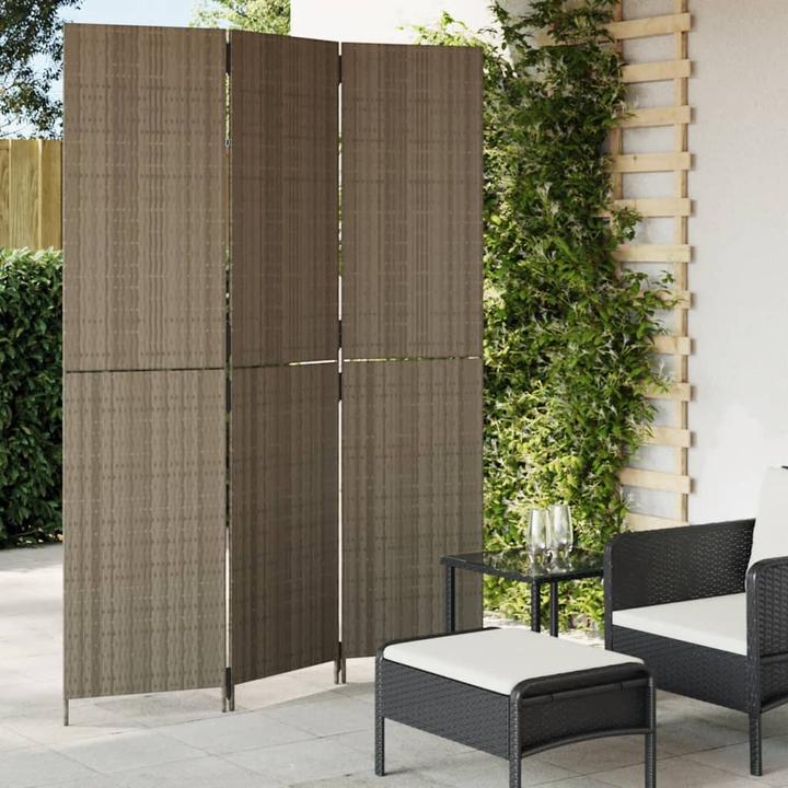 Produktbild VidaXL Paravent 3-tlg. Grau Poly Rattan,Farbe: Grau,Material: Poly