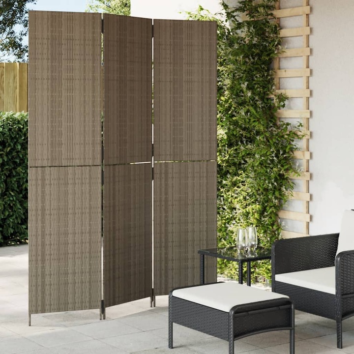 Actual product image VidaXL Screen 3-piece grey poly rattan,Colour: Grey,Material: Poly