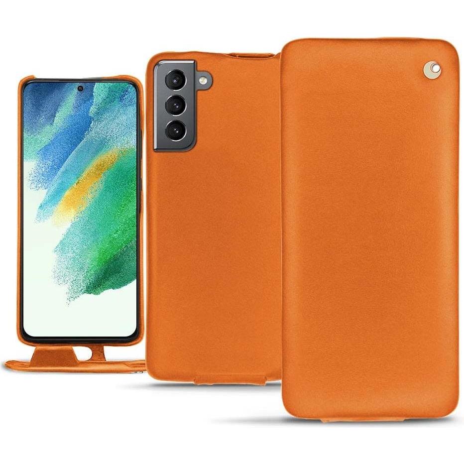 Noreve Lederschutzhülle vertikal (Samsung Galaxy S21 FE), Smartphone Hülle, Orange