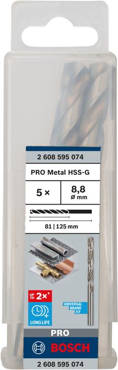 Actual product image Bosch Professional Zubehör PRO Metal HSS-G twist drill, 8.8 x 81 x 125 mm (8.8 millimetres)
