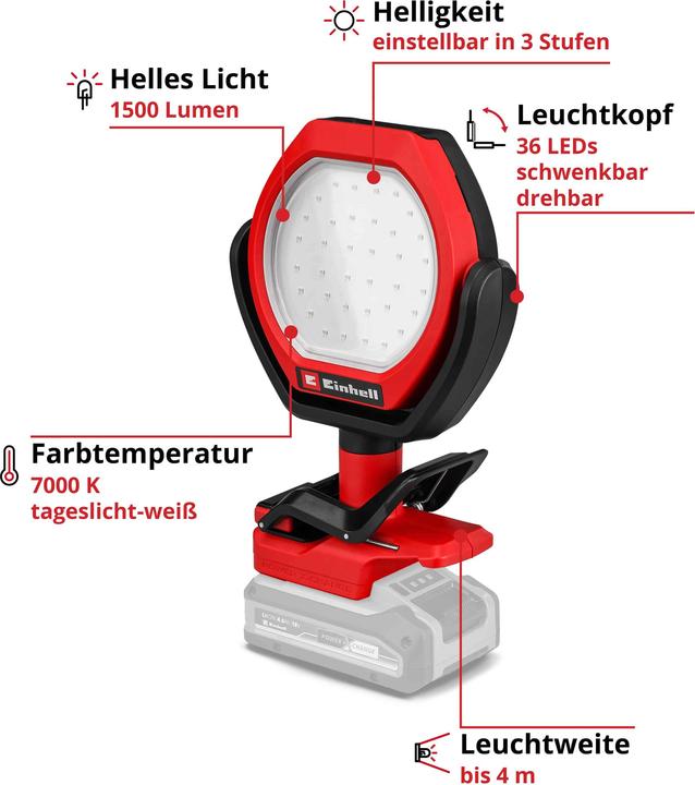 Actual product image Einhell 2320120 GC-OL 18/1500 Li-Solo Arbeitsleuchte 1500 lm 0.46 kg (1500 lm)