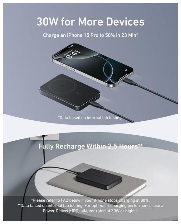 Actual product image Anker MagGo (10000 mAh, 30 W, 37 Wh)